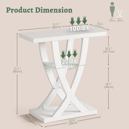 FAVOOSTY 39.4" Entryway Table, 3 Tier Hallway Table, Console Tables for Living Room, Narrow Entrance Table with Storage, Sofa Table Behind Counch, Accent Table for Entry Foyer, White - color: White