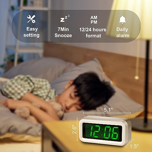 Digital Alarm Clock Battery Operated with LED Display for Bedrooms, Long Battery Life for 12 Months, 3 Brightness Adjustable, 12/24 Hour, Snooze, Golden Case with Green Digits - color: Golden-green