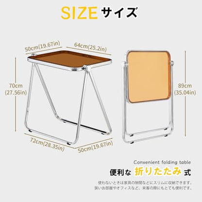 KAIHAOWIN Folding TV Tray Table Acrylic Foldable Table No Assembly Required Tiny Desk for Home Office Side Table Small Computer Desk for Small Spaces (Tawny) - color: Tawny