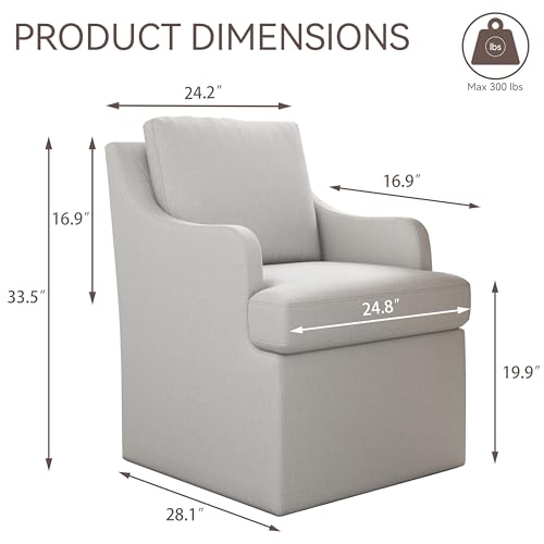 VKNOW Upholstered Dining Chairs Set of 2, Dining Room Chairs with Casters | Modern Rolling Dining Chairs with Armrest, Soft Chenille Fabric, Washable Cover, Easy Assembly, Living Room, Bedroom, Grey - color: Light Grey, size: 2