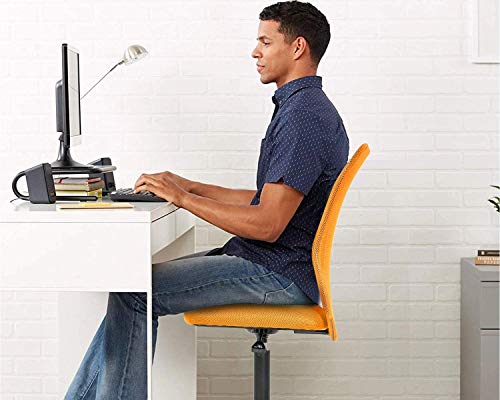 Home Office Desk Chair Swivel Mesh Task Chair Armless Ergonomic Computer Chair with Lumbar Support Mid Back Rolling Chairs Stool No Armrest Height Adjustable, Orange - color: Orange