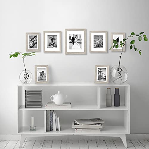 Americanflat Set of 7 Picture Frames with Shatter-Resistant Glass - Gallery Wall Frame Set with One 11x14, Two 8x10 and Four 5x7 Frames - Signature Collection - Driftwood | Includes one 11x14, two 8x10 and four 5x7, shatter-resistant glass, hanging hardwa