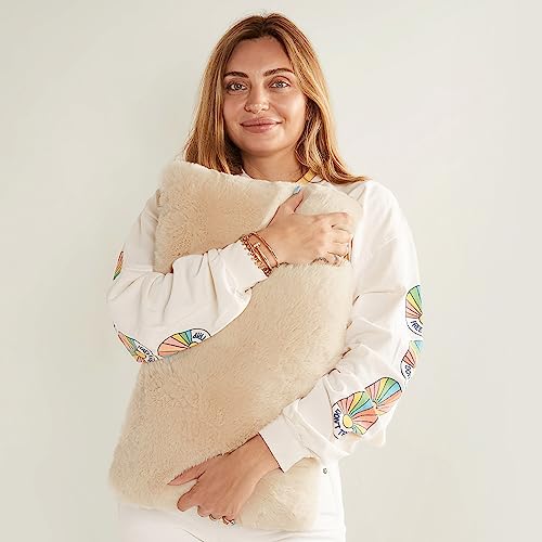 UnHide Squish Lumbar Pillow, Extra Soft Faux Fur Rectangular Shaped Pillow | 100% Polyester Fill, Machine Washable, Perfect for Living Room, Bedroom, or Guest Room, 10” x 18”, Beige Bear - color: Beige Bear, size: 10" x 18"