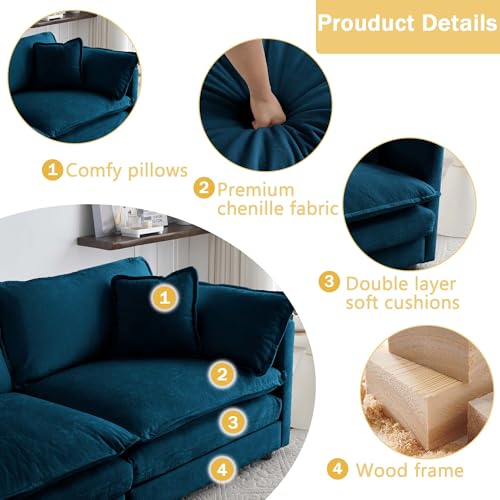 4 Seater Sectional Sofa,146.5 inch U-Shape,Blue | Oversized Modular Couch Deep Seat - color: Blue, size: 146.5 inch-U