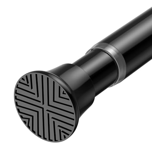 Curtain Rods for Windows 30-77Inch Black Tension Curtain Rod | Adjustable Curtain Rod No Drilling Spring Rod Tension Rods for Doorway,Closets,Kitchen,Windows - color: Black, size: 30" to 77"-1Pcs