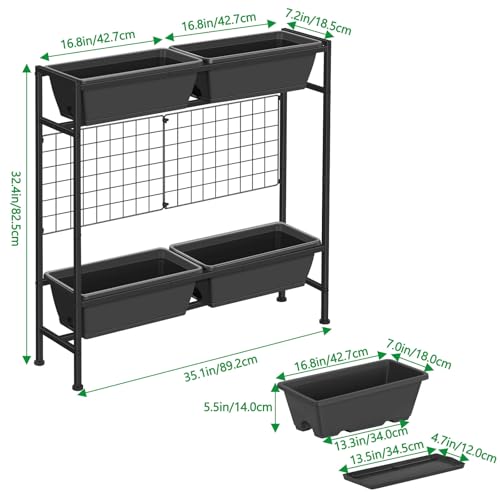 ETELI Vertical Garden Planter Raised Garden Beds with Legs Elevated Garden Planter Boxes with Legs Trellis Patio Balcony Herb Garden Planters Beds Outdoor for Flowers Vegetables, Gray - color: Gray