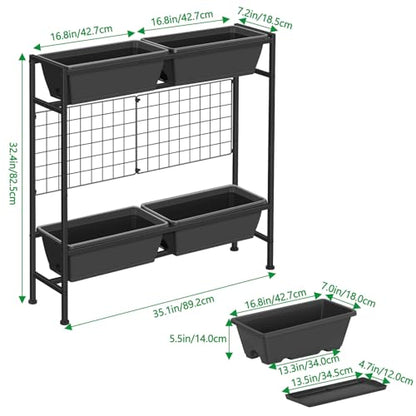 ETELI Vertical Garden Planter Raised Garden Beds with Legs Elevated Garden Planter Boxes with Legs Trellis Patio Balcony Herb Garden Planters Beds Outdoor for Flowers Vegetables, Gray - color: Gray