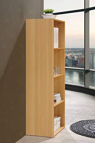 Hodedah 4-Shelf Bookcase in Beech - color: Beech, size: 4-Shelf