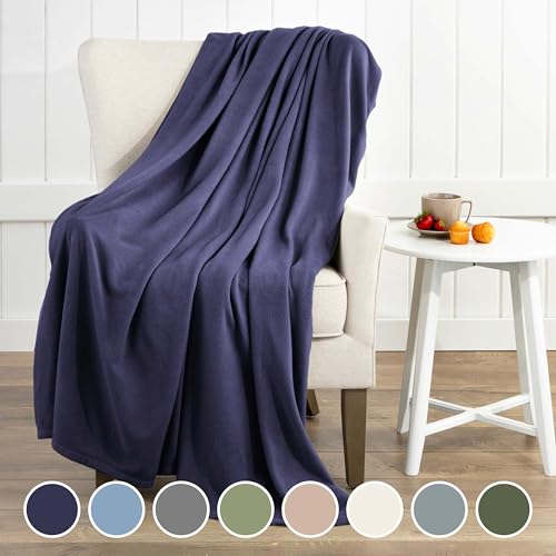 King Size Comfy Supersoft Fleece Blanket – All-Season Light Weight Throw Blanket Luxuriously Soft Throw Blanket for Couch and Sofa Machine Wash Navy (Pack of 2) - color: Navy, size: King (Pack of 2)