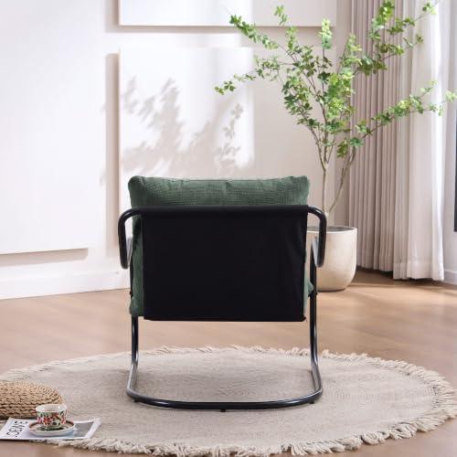 Ergonomic Low Profile Accent Armchair, Modern Upholstered Lounge Reading Chair with Heavy-Duty Metal Frame, Comfy Small Space Side Chair for Living Room Bedroom Office,Green - color: Green