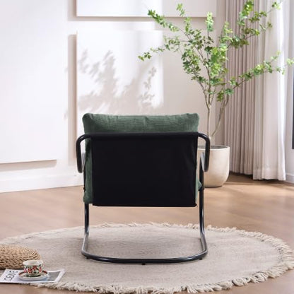 Ergonomic Low Profile Accent Armchair, Modern Upholstered Lounge Reading Chair with Heavy-Duty Metal Frame, Comfy Small Space Side Chair for Living Room Bedroom Office,Green - color: Green