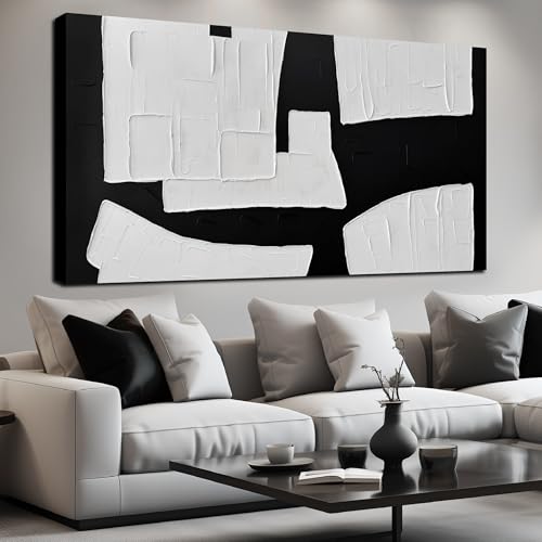 MDHKVPM Large Abstract Canvas Wall Art Black And White Wall Decor | Huge Painting Wall Art for Living Room,Big Bedroom Home Office Dining Room Decoration Ready to Hang 36x71 Inch - color: Black and White, size: 71"L x 36"W
