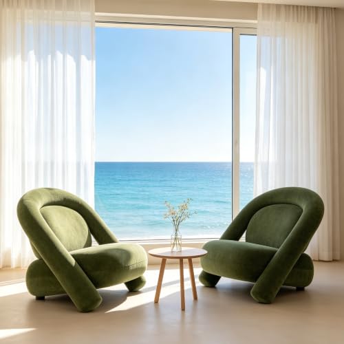 Chifee & Vingol Modern Accent Chair Lounge Chairs Comfy Upholstered Reading Chair for Living Room Bedroom,Dark Green - color: Dark Green