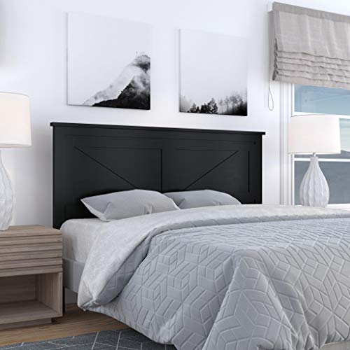Glenwillow Home Farmhouse Style Wood Panel Headboard in Black - Queen Size - color: Ebony/Black, size: Queen