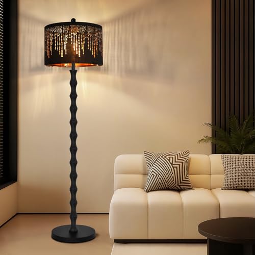 AHDWDW Vintage Floor Lamp for Living Room Bedroom,Farmhouse Rustic Floor Lamps,Modern Standing Tall Lamp with Black Unique Lampshade,Gothic Mid Century Iron Floor Lamp for Office Corner Decor - size: G