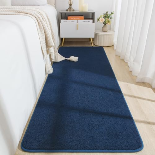 BENRON Soft Runner Rugs for Bedroom Hallway 2x6,Non Slip Washable Navy Blue | Minimalist, Low Pile, Long Runners for Kitchen Laundry Dorm, Kids Room - color: Royal Blue, size: 2' x 6' (Runner)