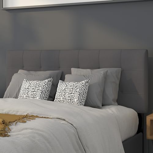 Quilted Tufted Upholstered Full Size Headboard in Dark Gray Fabric - color: Dark Gray, size: Full