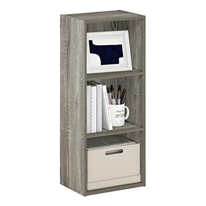 Furinno LUDER Book Shelf, 3-Cube Bookshelf, Bookcase with Open Shelves, 9.3 x 12 x 31.5, Easy Assembly, for Living Room, Bedroom, Home Office, French Oak - color: French Oak, size: 3-Tier Cube