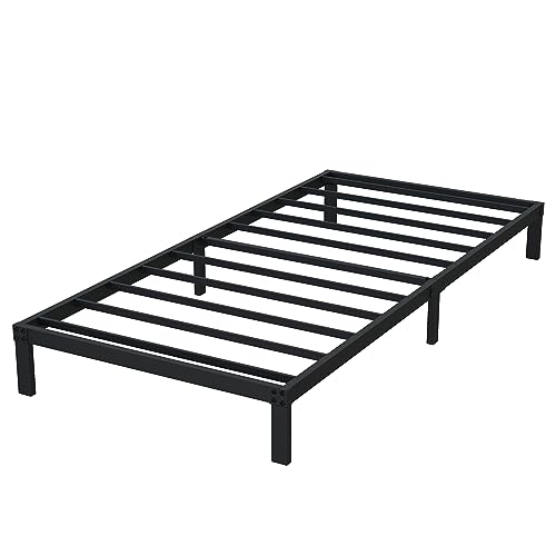 DiaOutro 9 Inch Low Profile Twin Bed Frame Heavy Duty Platform, Black | Steel Slats Platform No Box Spring Needed Mattress Foundation, Easy Assembly, Noise Free - size: Twin, style: 9 Inch