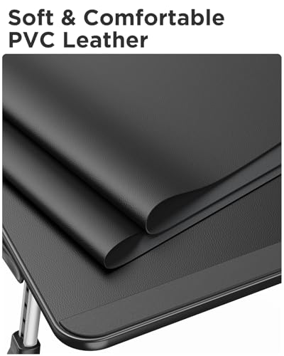 SAIJI PU Leather Laptop Bed Tray Table, Adjustable Laptop Stand with Removable Stopper, Portable Lap Desks with Foldable Legs, Notebook Stand Breakfast Reading Desk for Sofa Couch(Large, Black) - color: Black, size: Large