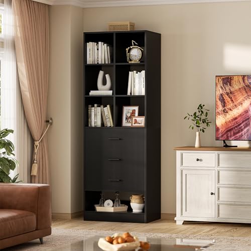 Closet System Organizer with 3 Drawers and Partition Storage, Freestanding Wardrobe Organizer Modular with Shoe Shelf, Expandable for Walk-in or Reach-in Closets, Black - color: Black