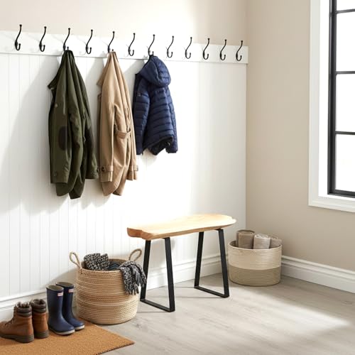 WELLAND Live Edge Cedar Entryway Bench with Metal Legs, 28" | Live edge cedar bench with sturdy metal legs adds natural warmth and functional seating to entryways and living spaces - color: Cedar Bench