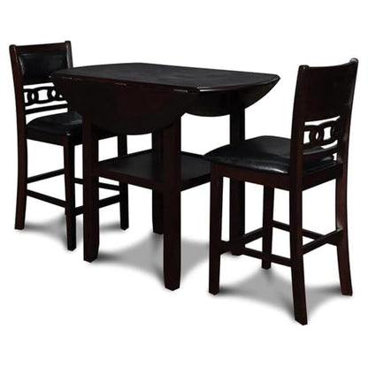 New Classic Furniture Gia 3-Piece Drop Leaf Counter Table Set with 2 Chairs, 42-Inch, Ebony - color: Ebony, size: Counter Set