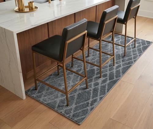 Hallway Runner Rug, 2'7" x 4' Washable Non-Slip Carpet Runner, Custom Size | Rubber Backed Runners for Hallways, Kitchen, Bathroom & Entryway, 2-35 Feet - color: Soft Grey, size: 2'7" x 4' (Runner)