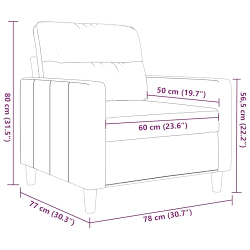 Dark Gray Fabric Sofa Chair, Comfy Accent Armchair with Matte Finish Metal Legs for Living Room, Compact Reading Chair for Small Spaces Bedroom, 30.7 W - size: Single
