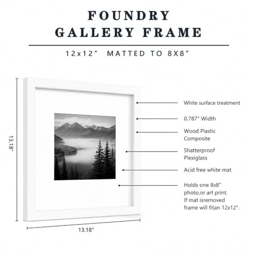 HEART ART 12x12 White Picture Frame 8x8 with Mat Set of 9 | Gallery Wall Frame Set, Collage, Square Picture Frames - color: White, size: 12x12 for 8x8