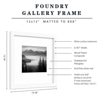 HEART ART 12x12 White Picture Frame 8x8 with Mat Set of 9 | Gallery Wall Frame Set, Collage, Square Picture Frames - color: White, size: 12x12 for 8x8
