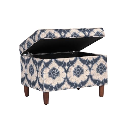 Spatial Order 24" Dinah Collection Storage Ottoman - Blue Medallion Print - color: Blue Medallion Print