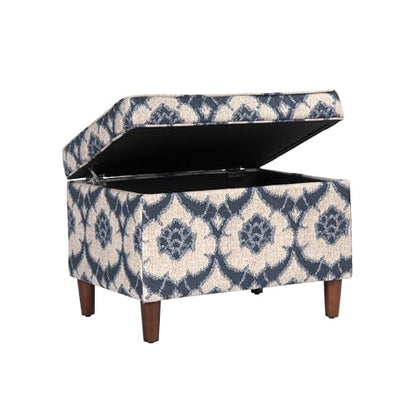 Spatial Order 24" Dinah Collection Storage Ottoman - Blue Medallion Print - color: Blue Medallion Print