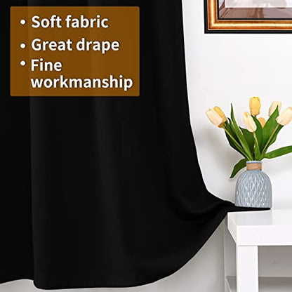 YoungsTex 100% Blackout Curtains 63 Inch Length, Grommet Thermal Insulated Drapes for Bedroom Full Room Darkening Privacy Thick Blinds with Liner, Black, 2 Panels, 38 X 63 Inch - color: Black, size: 38"W x 63"L (Pack of 2)