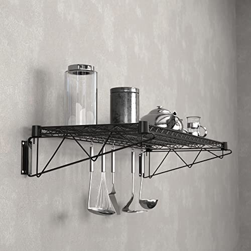 18" x 48" Black Epoxy Wire Wall Mount Shelf - color: Black, size: 18" x 48"