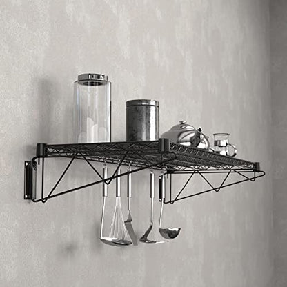 18" x 48" Black Epoxy Wire Wall Mount Shelf - color: Black, size: 18" x 48"