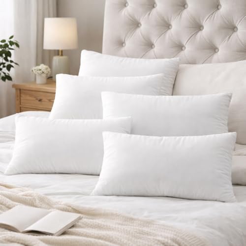 12 x 20 Pillow Inserts Set of 4 – Rectangular Cushion Forms with Resilient Polyester Fill, Soft Support for Sofa, Bed & Lumbar Covers