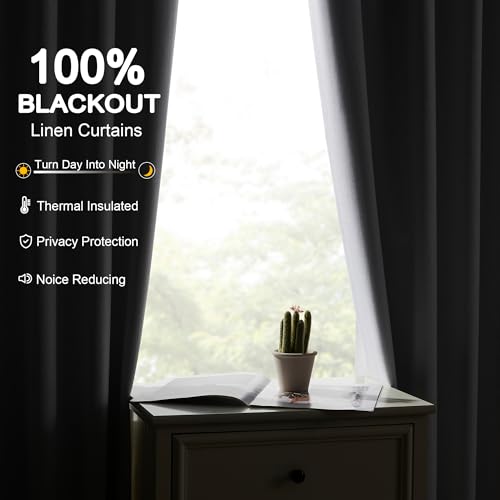 Blackout Curtains 96 Inch Long for Bedroom 2 Panels Set, Beige | Room Darkening, Thermal Insulated, Noise Reducing, Perfect for Living Room/Shift Workers/Nursery, Back Tab/Rod Pocket - color: Beige, size: 52"W x 96"L (Pack of 2)