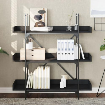 3-Tier Industrial Bookcase, Open Wood Bookshelf with Metal Frame, Storage Display Rack for Living Room, Home Office, 39.4 x 13 x 42.7 Inch, Black - color: Black 14