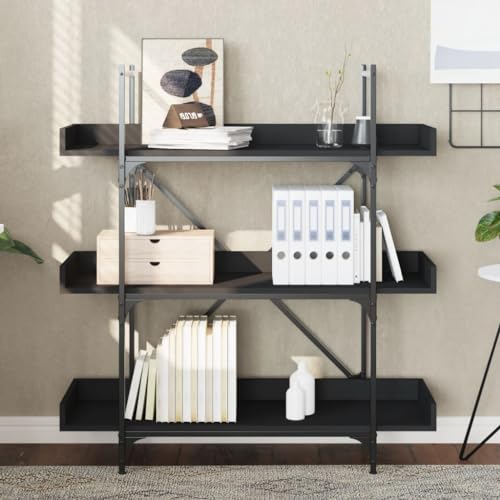 3-Tier Industrial Bookcase, Open Wood Bookshelf with Metal Frame, Storage Display Rack for Living Room, Home Office, 39.4 x 13 x 42.7 Inch, Black - color: Black 14