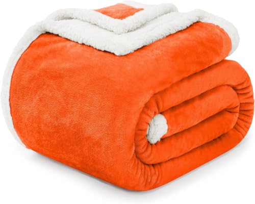 BEAUTEX Sherpa Fleece Twin Blankets Soft Fluffy Flannel Plush Cozy | Fuzzy Light Purple Cuddle Blanket for Couch, Bed, Sofa, Adults (60" x 80", Light Purple) - color: Orange, size: Twin-60"x80"