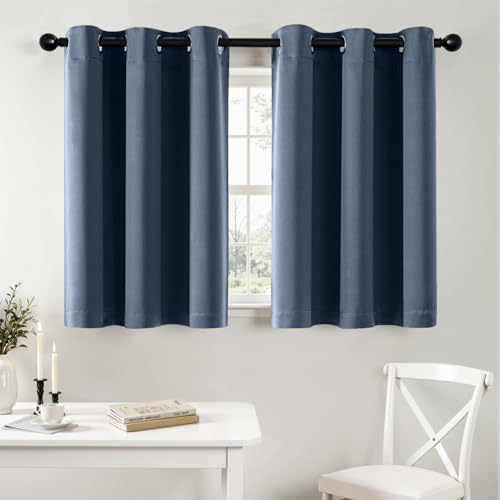MIULEE Blackout Curtains for Bedroom 2 Panels 40 x 36 Inch Long Stone Blue | Thermal Insulated, Living Room Darkening Grommet Drapes, Noise Reducing, Light Blocking Window Treatments - color: Stone Blue, size: 40"W x 36"L (Pack of 2)