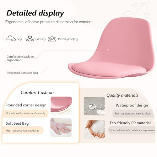 Small Desk Chair Cute, Swivel Armless Task Chair with Soft Padded Cushion, Height Adjustable Home Office Desk Chair with Back for Adult, Study Room, Office - color: Pink, size: M-Set of 2