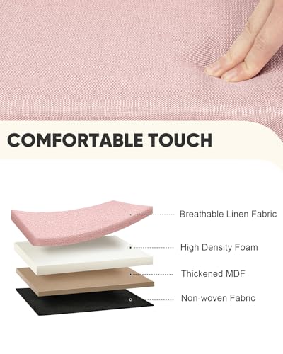 PINPLUS Flat Top Folding Linen Storage Ottoman 16.5", 36L Collapsible Storage Cube with Lid, 250 lbs Load Capacity, Fabric Foot Rest Seat for Living Room, Bedroom, Closet,Pink - color: Pink