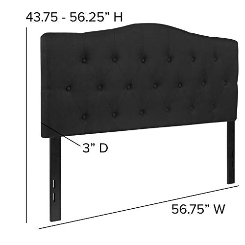 EMMA + OLIVER Black Full Tufted Headboard | Adjustable Bed Rail Slots, Fabric Upholstered - color: Black, size: Full