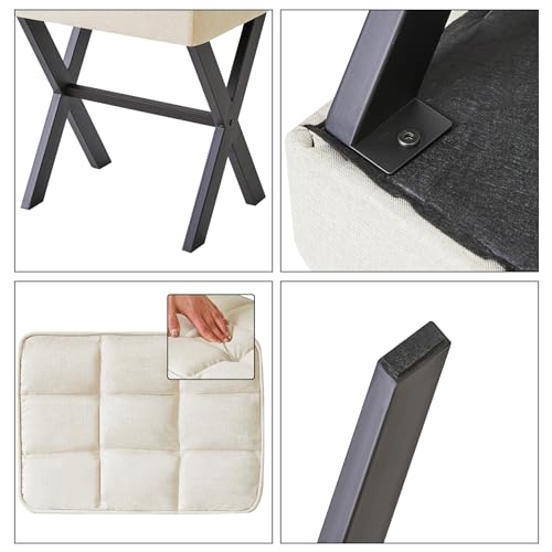 IBUYKE Square Makeup Stool with X-Leg, Linen Vanity Chair, Linen LG-70Y | Footrest Ottoman Seat Multi-Use Small Side Table Bedroom Living Room - color: Linen, size: 17.72"-Linen