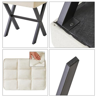 IBUYKE Square Makeup Stool with X-Leg, Linen Vanity Chair, Linen LG-70Y | Footrest Ottoman Seat Multi-Use Small Side Table Bedroom Living Room - color: Linen, size: 17.72"-Linen