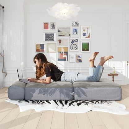 FlexiLounge 30" Convertible Sofa Bed,Boneless Loveseat Folding Sofa Bed,Multi Mode Futon Sofa Bed,Washable Linen Floor Couch Portable Sleeper Chair for Small Space Bedroom Dorm Apartment