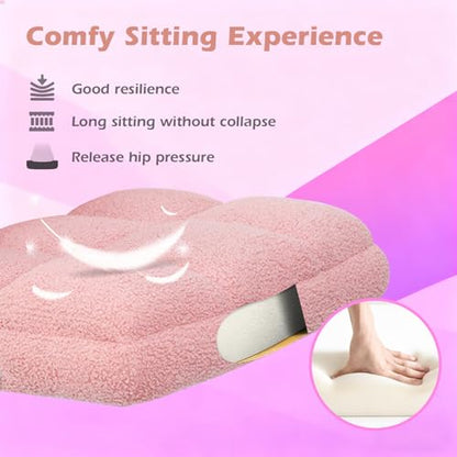 Office Chair with Wheels, Ergonomic Computer Desk Chair with Flip-up Armrest, Adjustable Rolling Swivel Chair Teddy Fleece – Dusty Pink - color: Dirty Pink