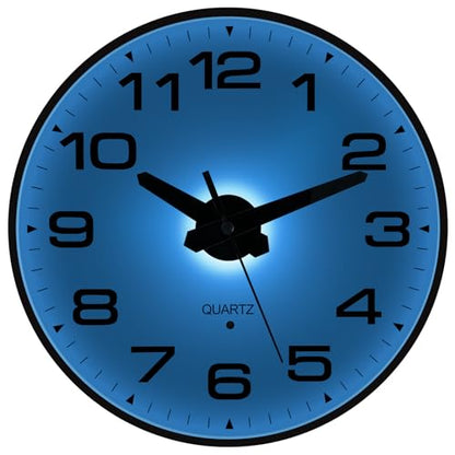 Night Light Wall Clocks Battery Operated, 8 Inch Silent Wall Clock for Bedroom Night Glow, Sound Control Luminous Wall Clocks for Living Room Decor, LED Wall Clock Modern for Kitchen Office - size: 8 Inch